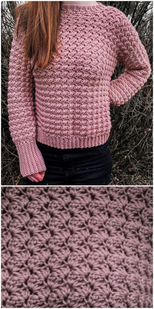 Easy Crochet Shell Sweater - Crochet Kingdom