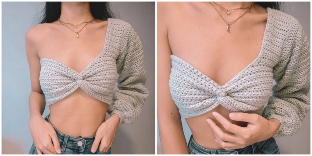 This tutorial use basic stitches and construction techniques, so they’re a great way to practice the basics while still making a beautiful and wearable Crochet One Shoulder Top.