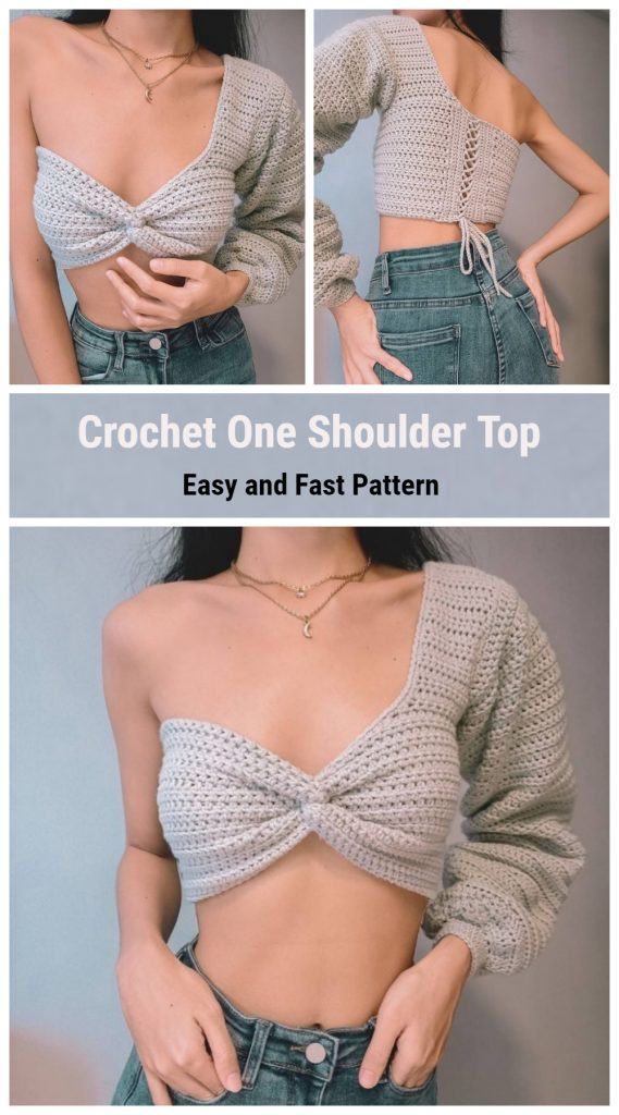 One shoulder crochet store top