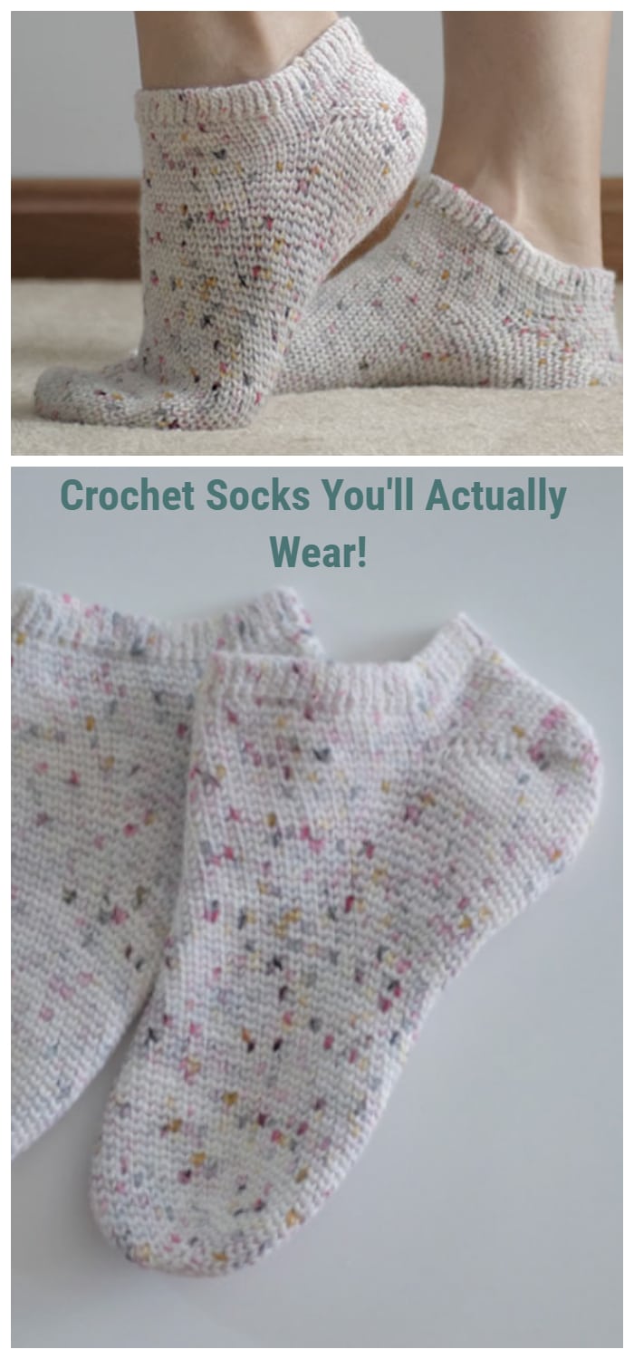 These Free Crochet Socks are worked toe up with a traditional “after thought heel”. All single crochet stitches are NOT worked in the traditional location.