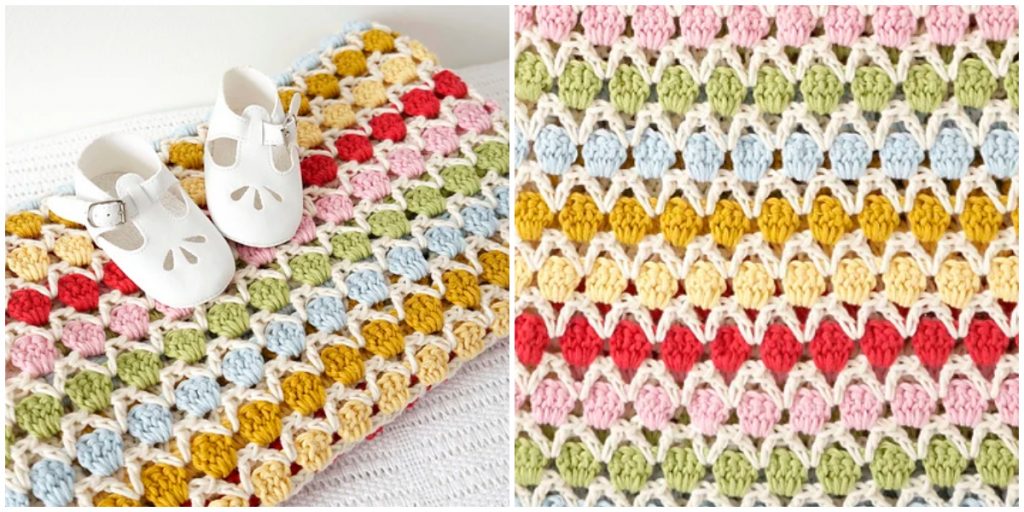 Easy to make with full instructions. Includes lots of photos to guide you through making this lovely bright blanket for your baby or as a wonderful, colourful gif