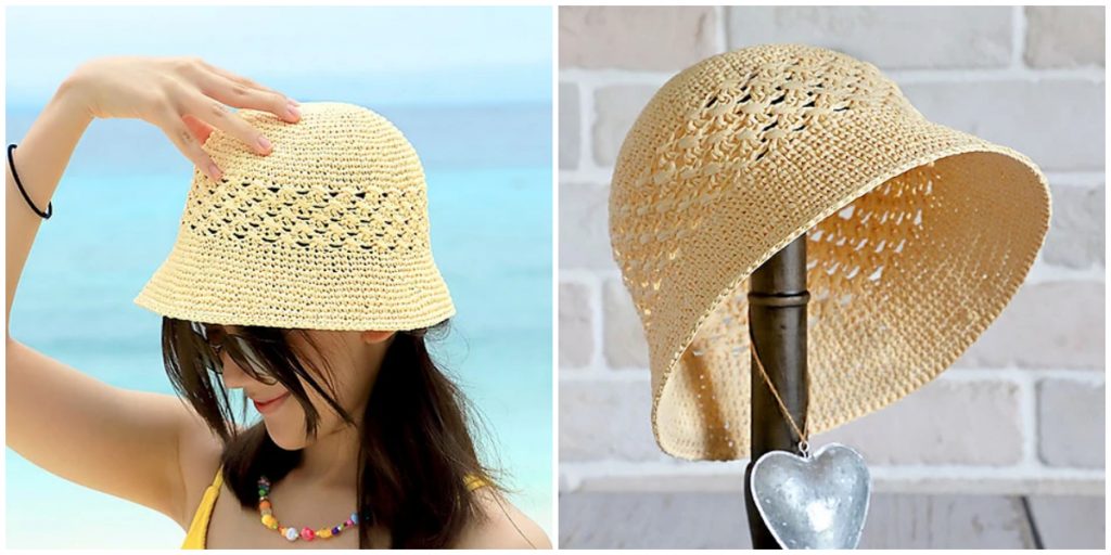 This beautiful crochet Raffia Bucket Hat is all you need for that beach vibe aesthetic. A simple yet trendy design with a unique cable stitch pattern (detailed instructions included).