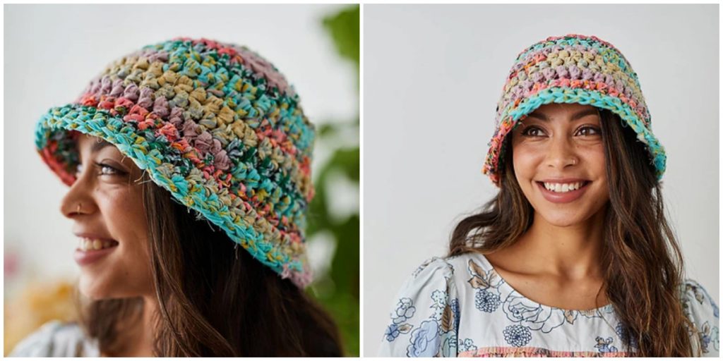 Meet the Wildflower Bouquet Bucket Hat Pattern! A modern spin on the classic bucket hat that can be worn with the brim down or flipped up. Inspired by the 80’s and 90’s (think Blossom!), the Wildflower Bouquet Bucket Hat is ideal for ambitious beginners and experienced crocheters alike.