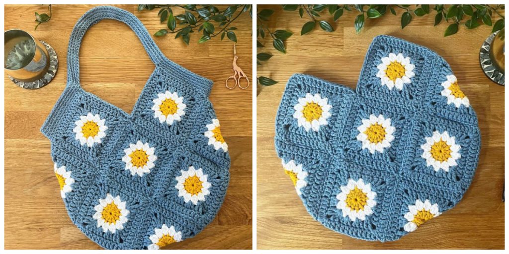 Daisy Granny Square Crochet Bag trends spread fast in social media groups. The latest one is this Daisy Crochet Bum Bag made with daisy granny squares.