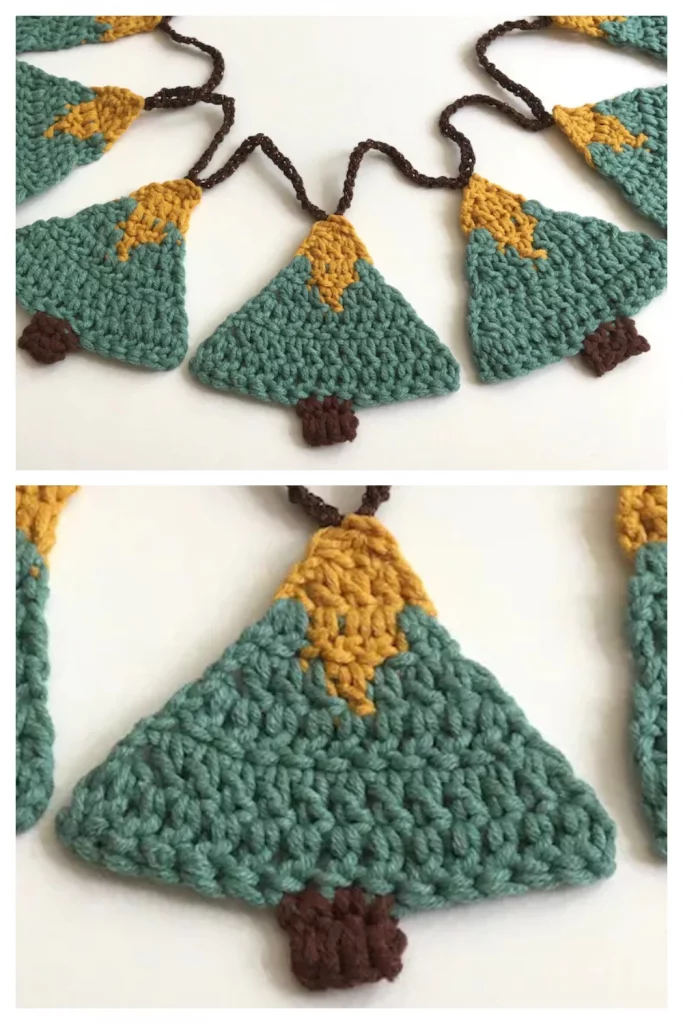 My favorite thing about this Crochet Christmas Tree Garland is how quick it goes. It only takes me about 15 minutes to make each tree. Enjoy!