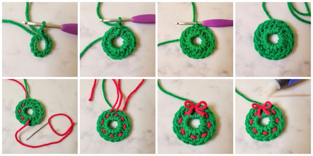 Looking for a quick crochet project that makes a great gift all year round? Crochet Christmas Wreath Cozy Pattern is simple to make and great for coffee cups and take-out drink cups.