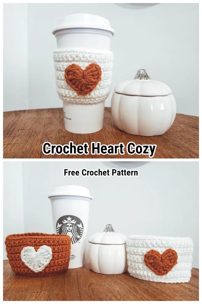 The Crochet Heart Cozy is a beginner friendly, free crochet pattern that looks great in any colors! Quick and easy, this pattern makes a great crochet Valentine's Day gift idea.