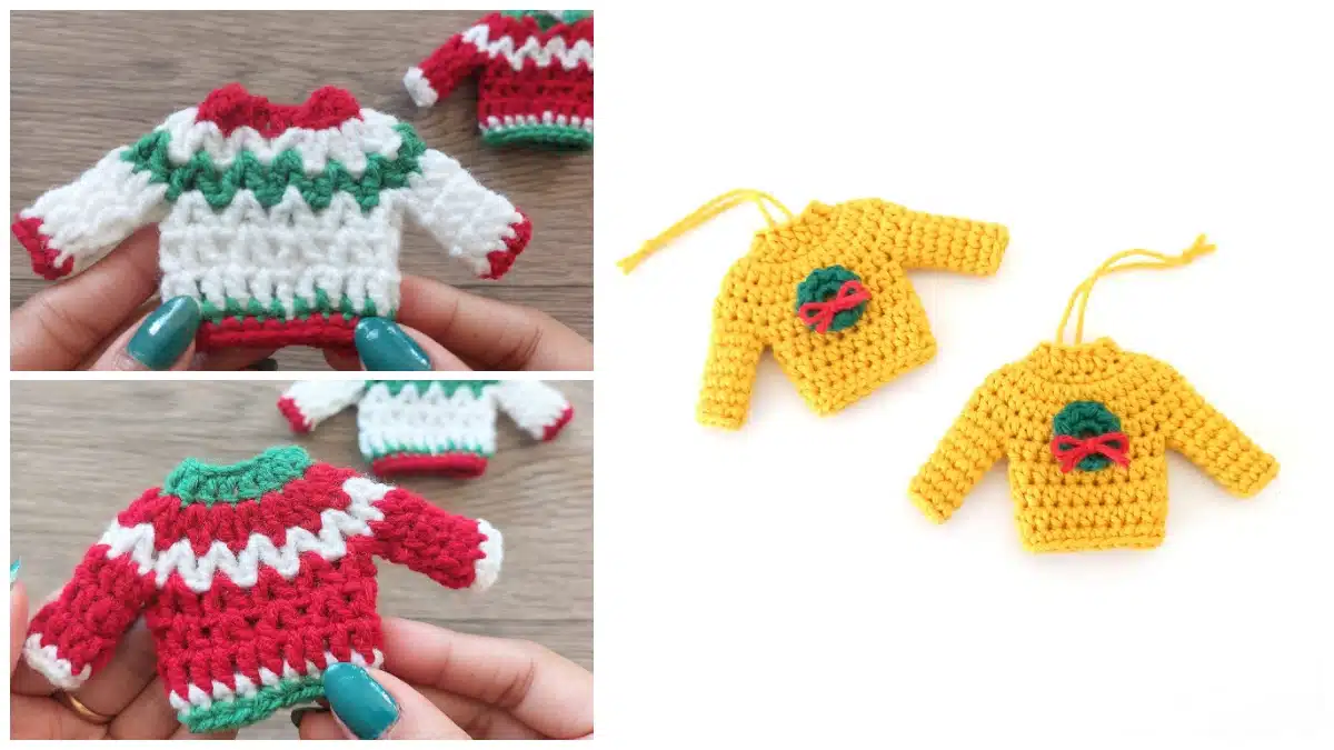 Crochet mini clearance sweater ornament pattern