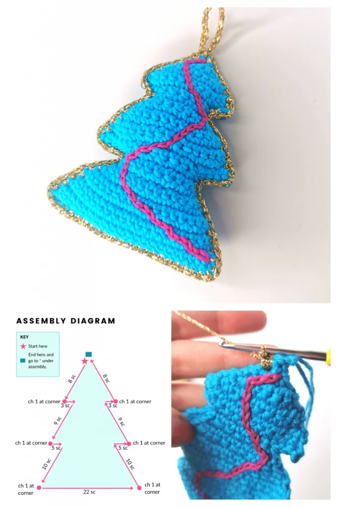 This free crochet pattern makes a cute little Christmas Tree Ornament ideal for the festive season. This pattern is super quick to work up.