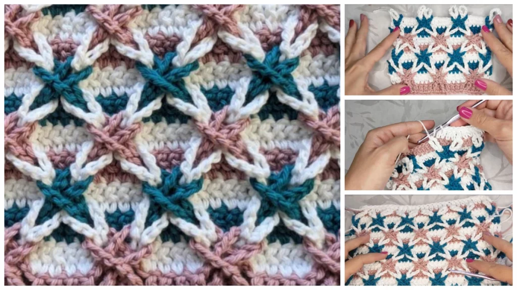 Have you seen this stunning stitch pattern before?  Polish Star Crochet Pattern is a unique stitch that combines crocheting and weaving.