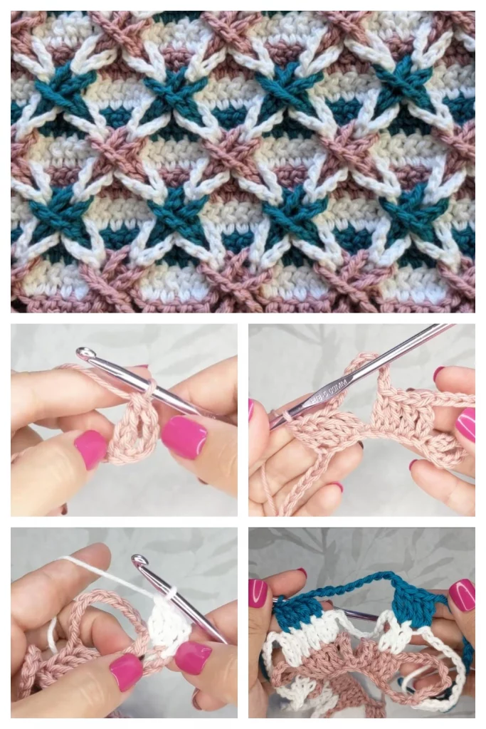 Have you seen this stunning stitch pattern before?  Polish Star Crochet Pattern is a unique stitch that combines crocheting and weaving.