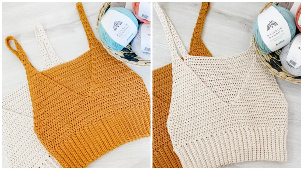 Learn how to crochet this quick and easy crochet crop top. This crop top is the perfect everyday staple, taking you right through the summer months. This beginner friendly crochet top uses simple stitches such as the single crochet and half double crochet, perfect for crochet enthusiast!