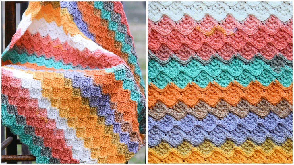 This Dragon Scale Crochet Baby Blanket is an incredibly textured, award-winning afghan made in a combination of regular crochet and Tunisian crochet.