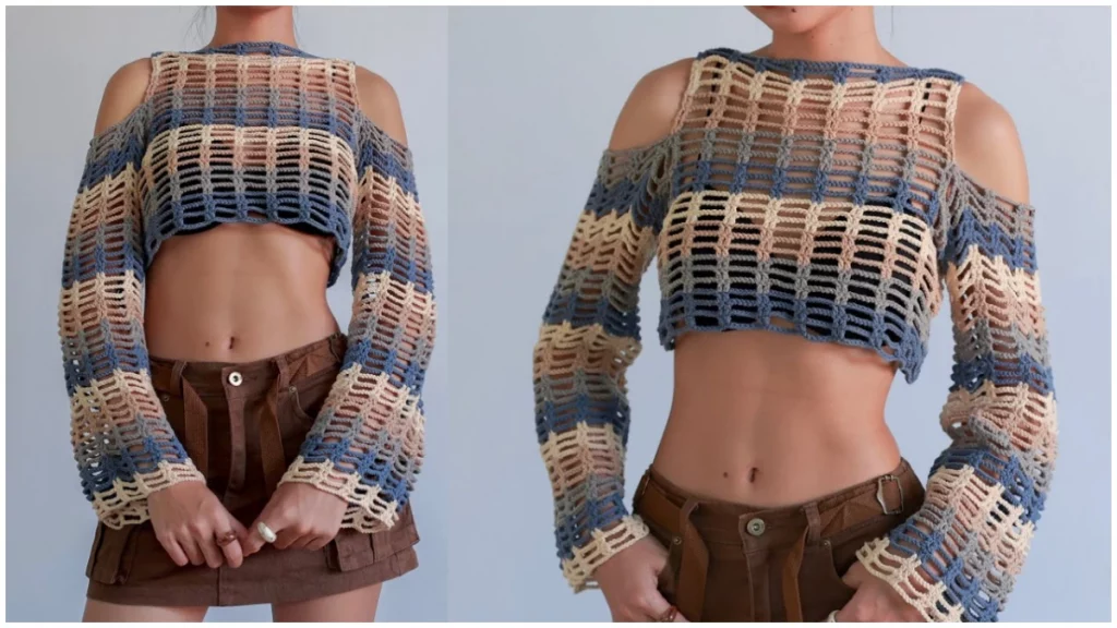 This tutorial use basic stitches and construction techniques, so they’re a great way to practice the basics while still making a beautiful and wearable Crochet Cold Shoulder Top.