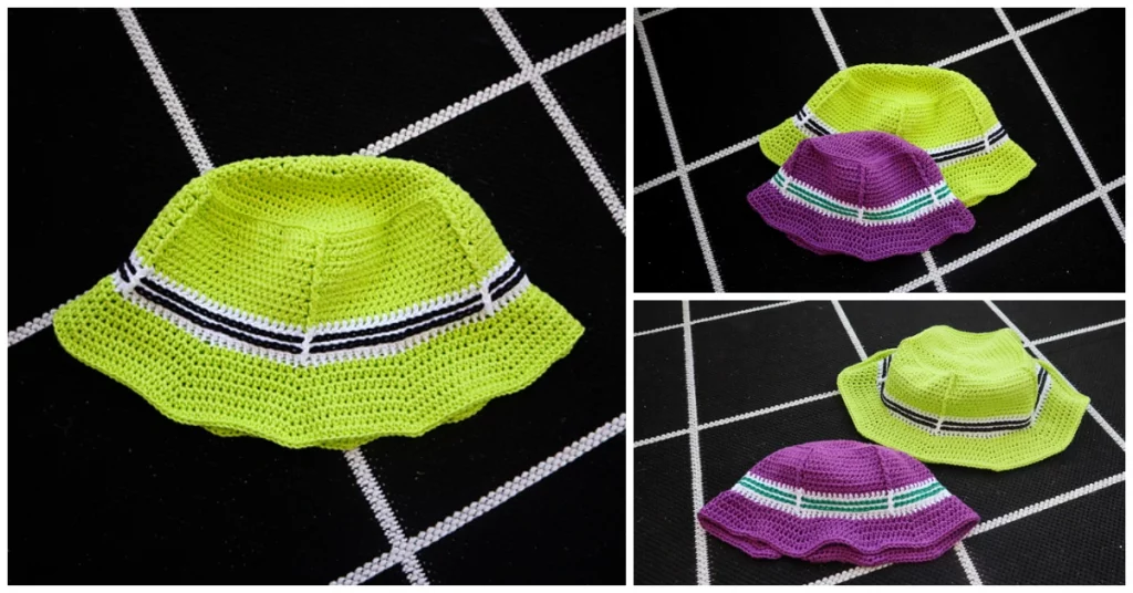 This Crochet Summer Bucket Hat Pattern is worked from the top-down, starting with a half double crochet pentagon motif worked in rounds, without turning.